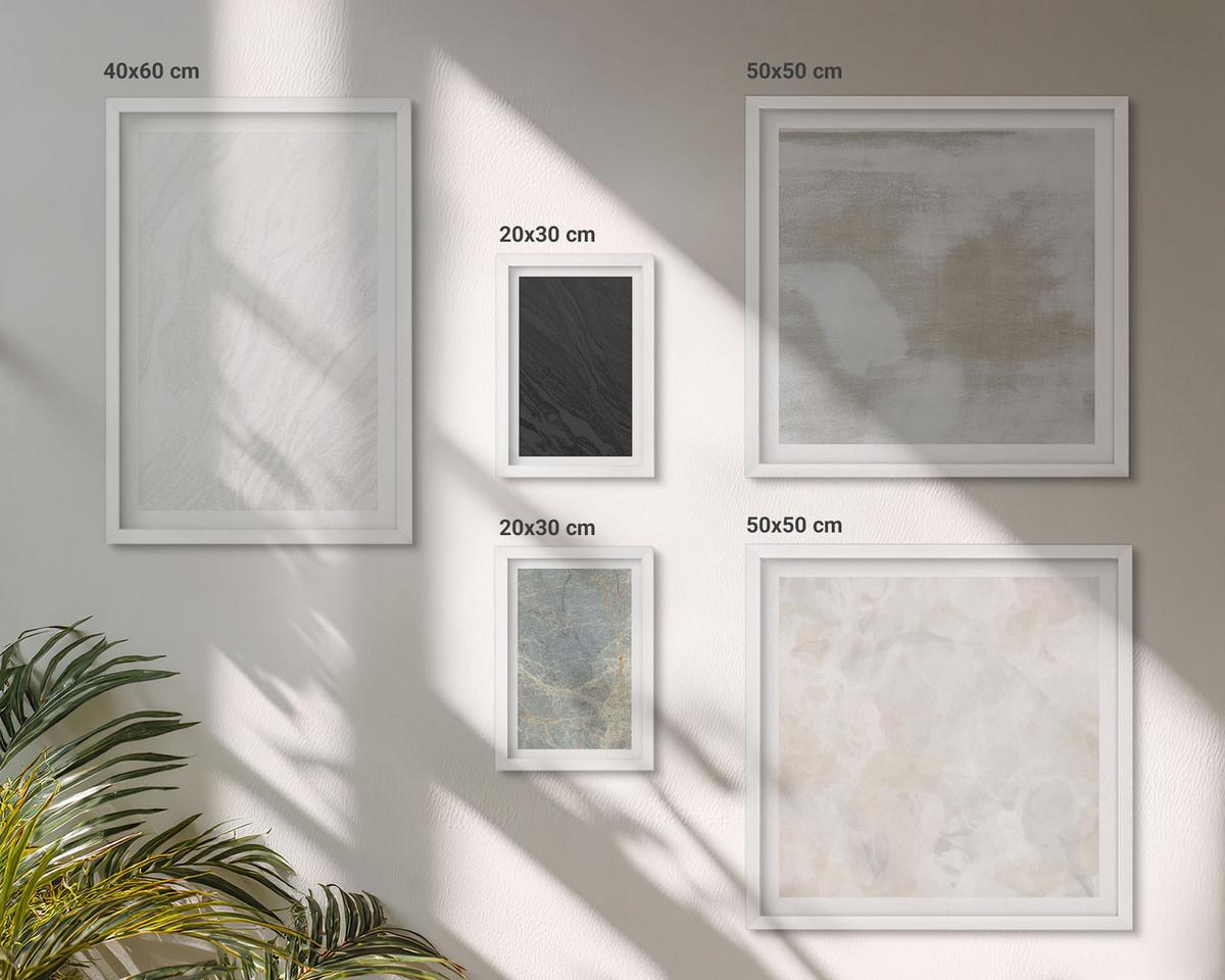 BILDER SET 5er Set - 50x50 cm & 20x30 cm & 40x60 cm Weißer Rahmen - Steintexturen - Weiß, Kunststoff (40/60cm) - TULUP