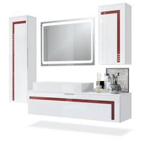 BADMÖBELSET Aloha Absetzungen in Bordeaux Hochglanz - Bordeaux, Holzwerkstoff (210/185/51cm) - Vladon