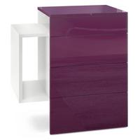 NACHTTISCH Queens Front in Brombeer Hochglanz - Brombeere, Holzwerkstoff (60/63/36cm) - Vladon