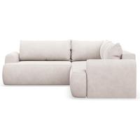 ECKSCHLAFSOFA Ovo HELLBEIGER VELOURSSTOFF universell MIT BETTKASTEN - Ecru/Schwarz, Kunststoff/Textil (245/245cm) - Selsey