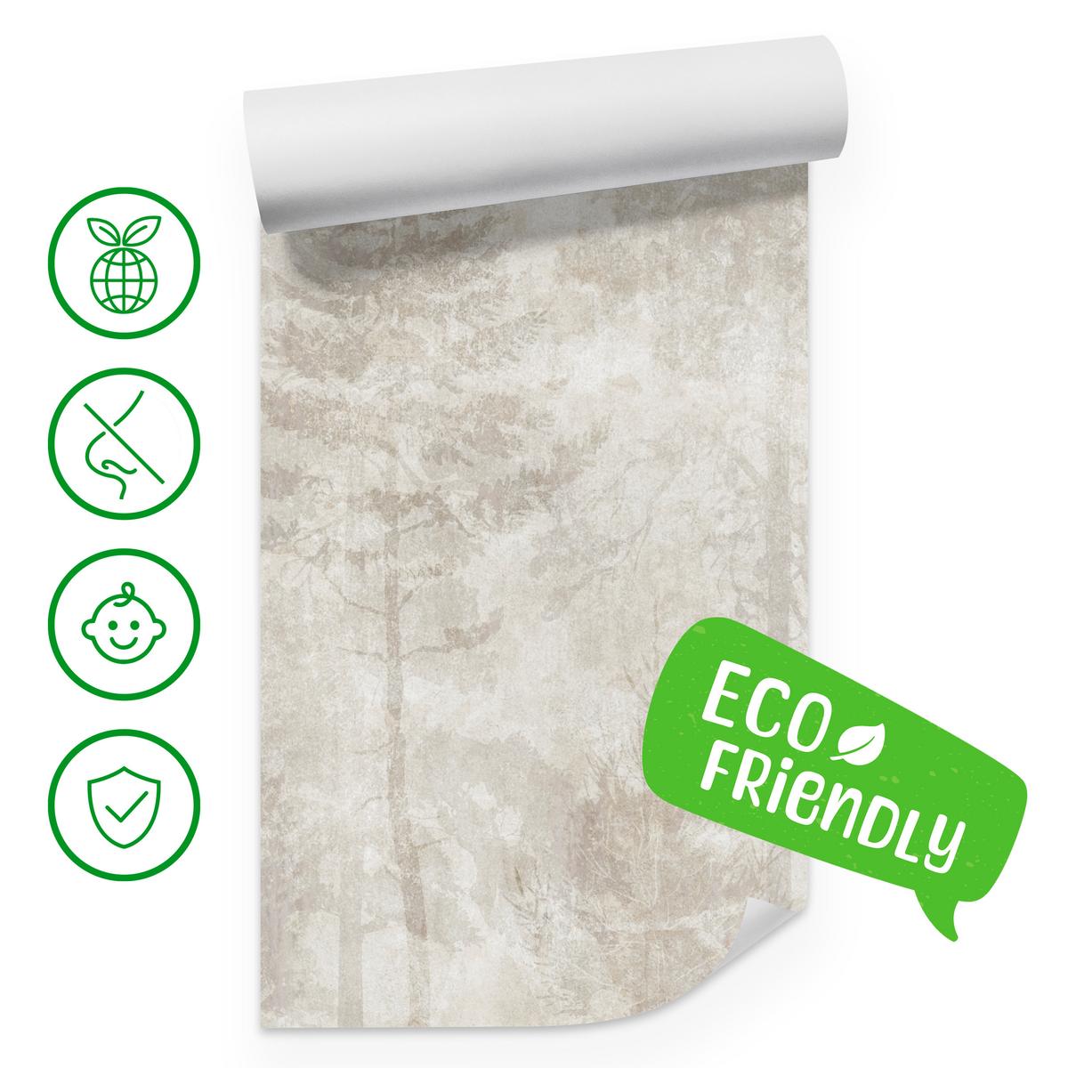 FOTOTAPETE für Wohnzimmer Boho Abstraktion Wald Bäume Beton Vintage 400x280 - Beige, Papier (400/280cm) - Muralo