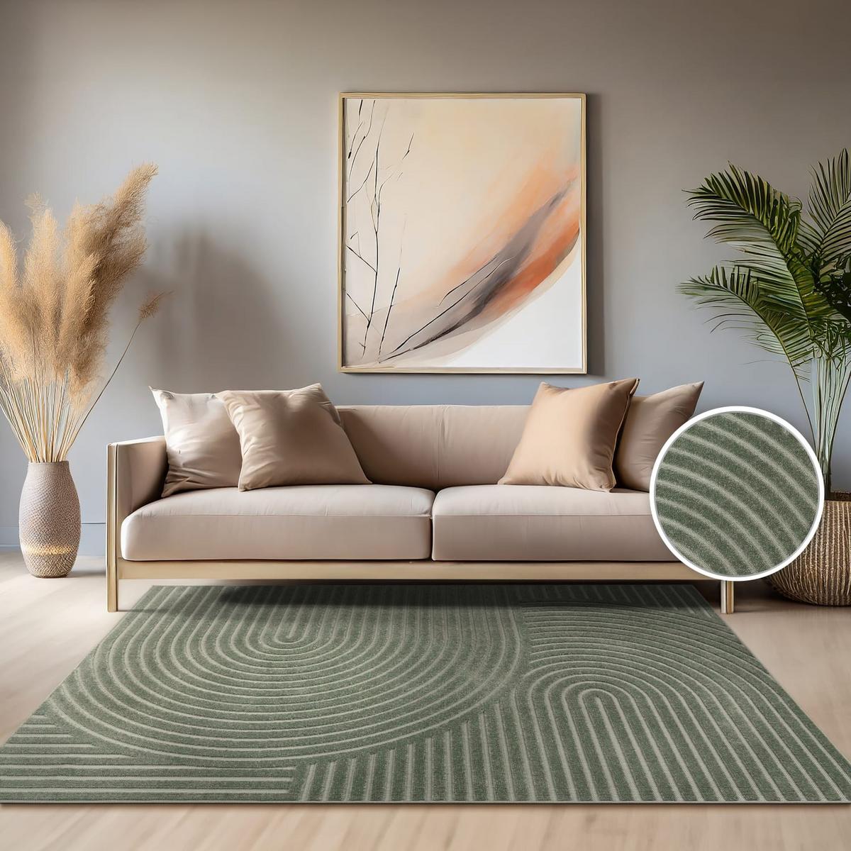 KURZFLORTEPPICH, mit Struktur, aus Polypropylen, Florhöhe 6 mm, Grün, 200 x 290 cm - Grün, Textil (290/200cm) - KADIMA DESIGN