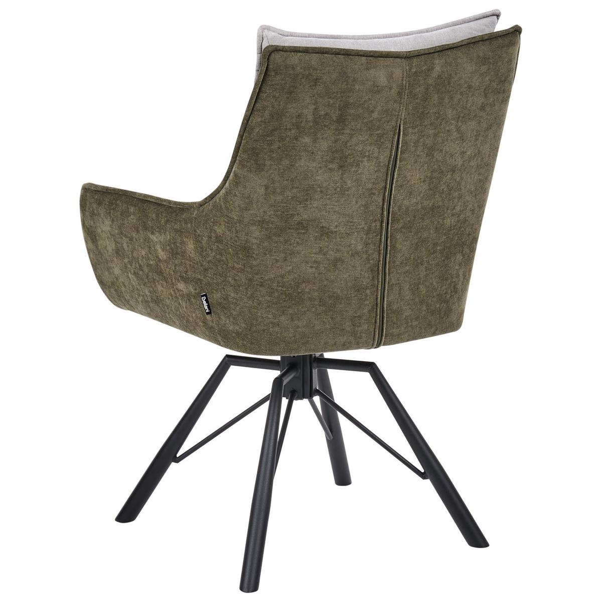 ESSZIMMERSTUHL drehbar Chenillegewebe Hellgrau/Dunkelgrün Anneberg - Hellgrau, Textil (60/94/64cm) - Beliani