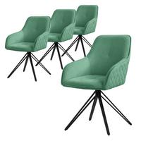 ESSZIMMERSTUHL 4er Set drehbar Grün Webstoff - Schwarz/Grün, Textil/Metall (61/84.5/57cm) - ML-DESIGN