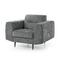 SESSEL Venezia mit Metallbeinen, dunkelgrau, 112 cm - Dunkelgrau/Schwarz, Holzwerkstoff/Metall (112/85/94cm) - Beautysofa