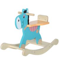 SCHAUKELPFERD Holz, Kinder Schaukeltier Esel mit Haltegriffen Schaukel Blaugrün - Dunkelgrün, Holzwerkstoff (27/44/59cm) - AIYAPLAY