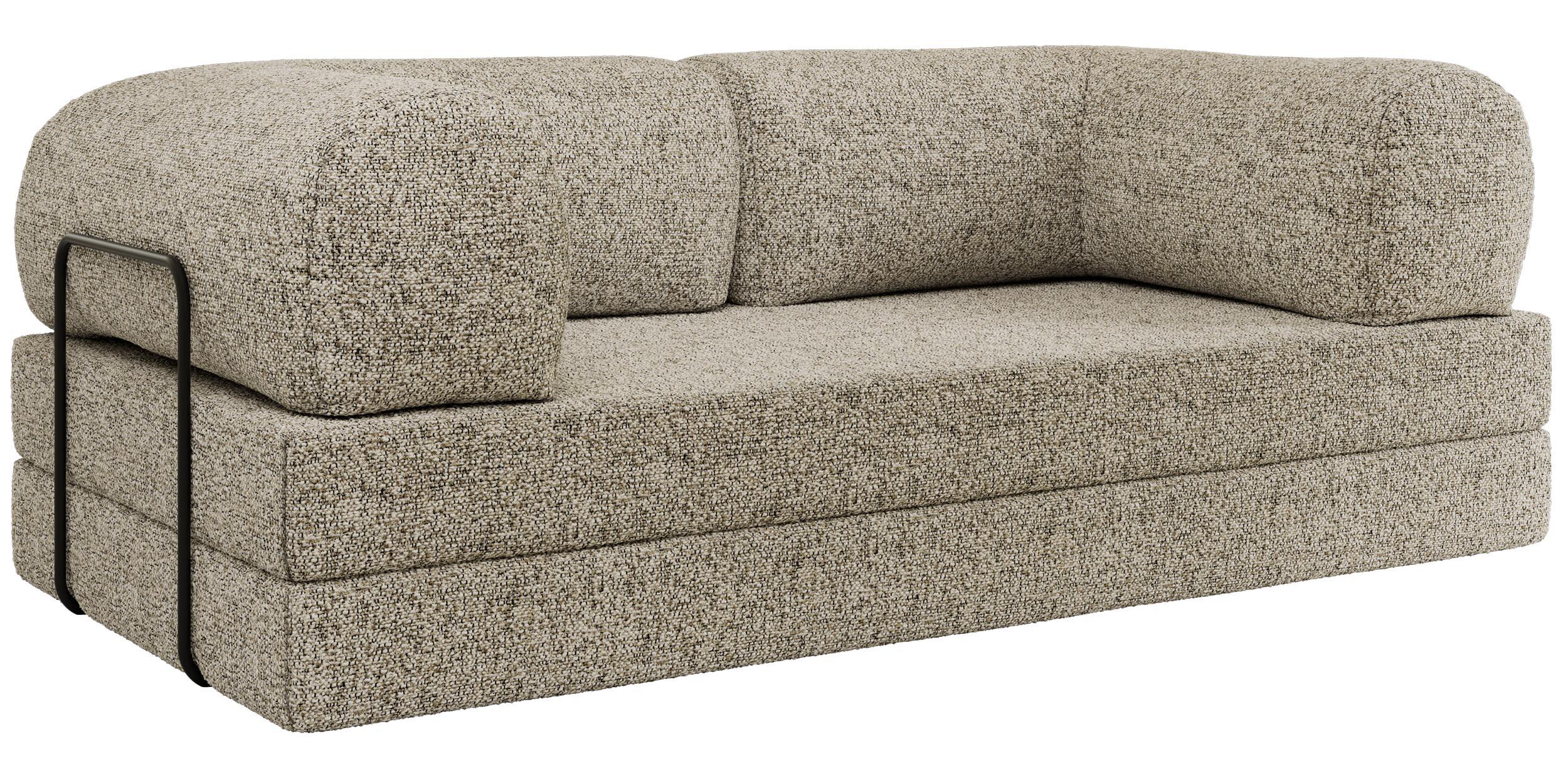 3-SITZER SOFA ORSETTO - Beige Stukture - Beige/Schwarz, Textil/Metall (200/70/100cm) - MKS