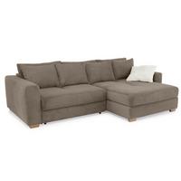 ECKSOFA-DAUERSCHLÄFER Federkern Bettkasten, seitenverkehrt montierbar B288/T186/H86 cm, Liegefl. 153x245 cm, Cord Braun Taupe / 15155 - Eichefarben/Braun, Holz/Textil (288/186cm) - luma-home