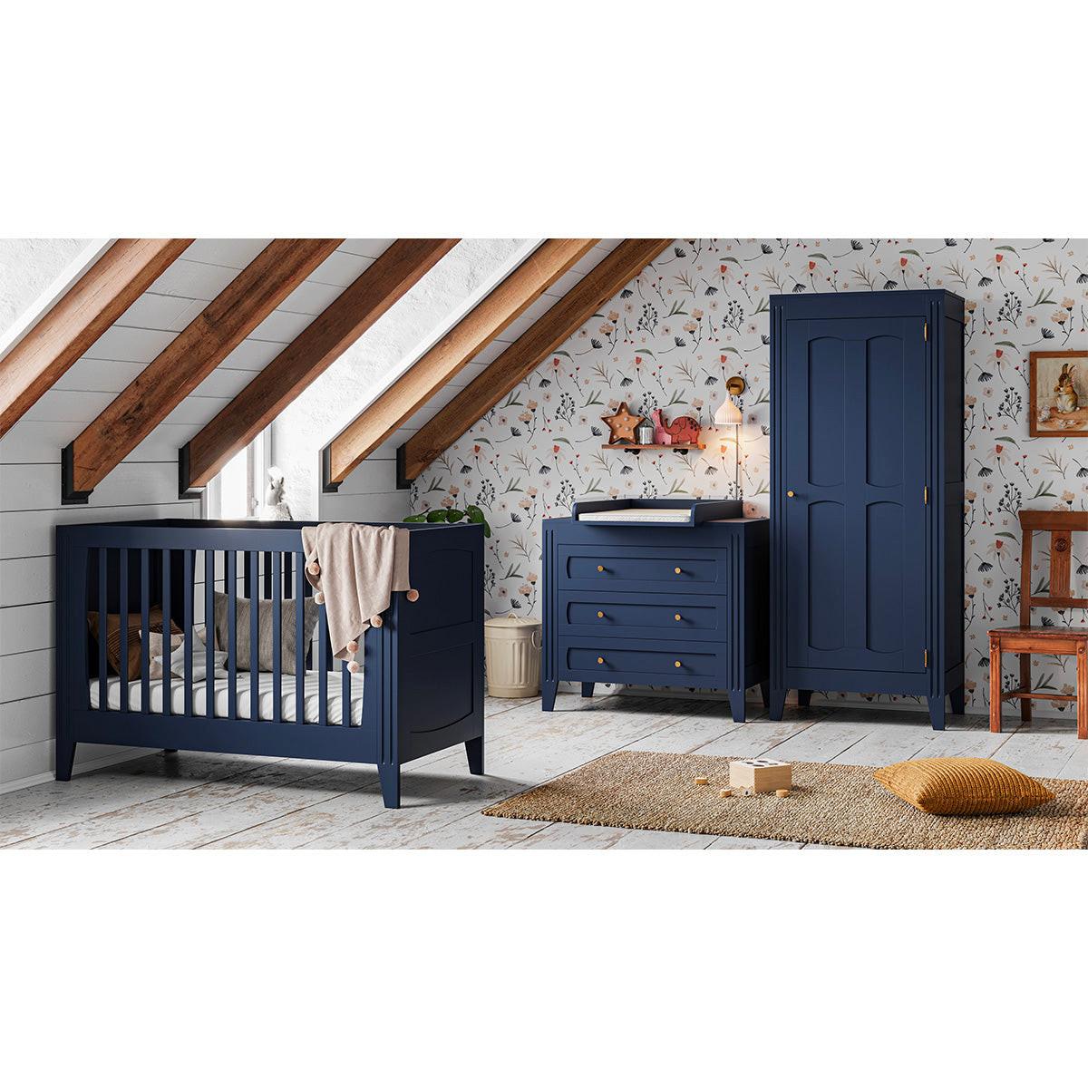 SCHRANK 1 Tür Blau - Blau, Holzwerkstoff (80/197/55cm) - Petits-meubles