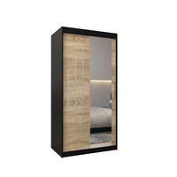 SCHWEBETÜRENSCHRANK 200/100/62 2-türig - Silberfarben/Schwarz, Holz/Kunststoff (100/200/62cm) - Abiks Möbel