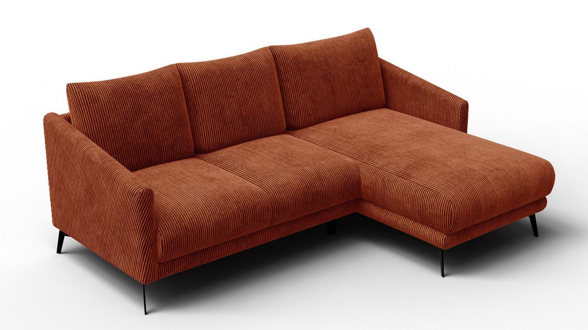 ECKSOFA VILT 3-Sitzer, orange - Schwarz/Orange, Holzwerkstoff/Textil (221/156cm) - Wozimo