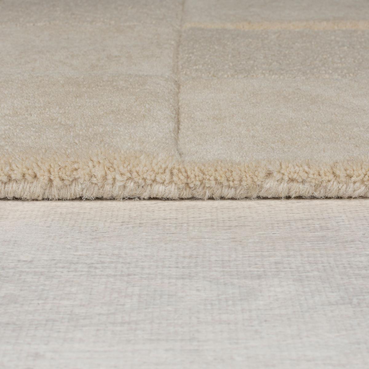 TEPPICH aus Wolle DEBEN in Natur, mit Schachbrettmuster, 120 x 170 cm - Beige, Textil (170/120cm) - KADIMA DESIGN