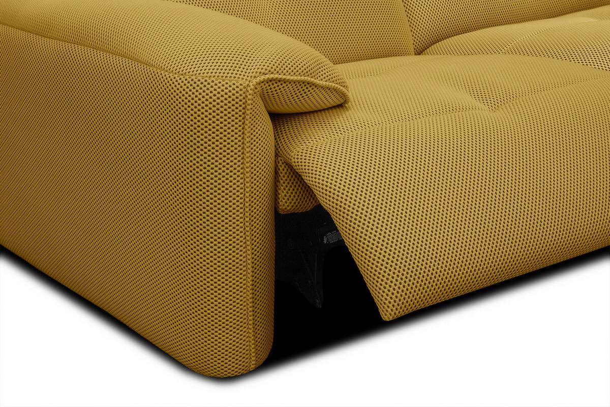 ECKSOFA TRENTO 4-Sitzer mit 1 Relaxfunktion, gelb - Gelb/Schwarz, Holzwerkstoff/Kunststoff (262/165cm) - Wozimo