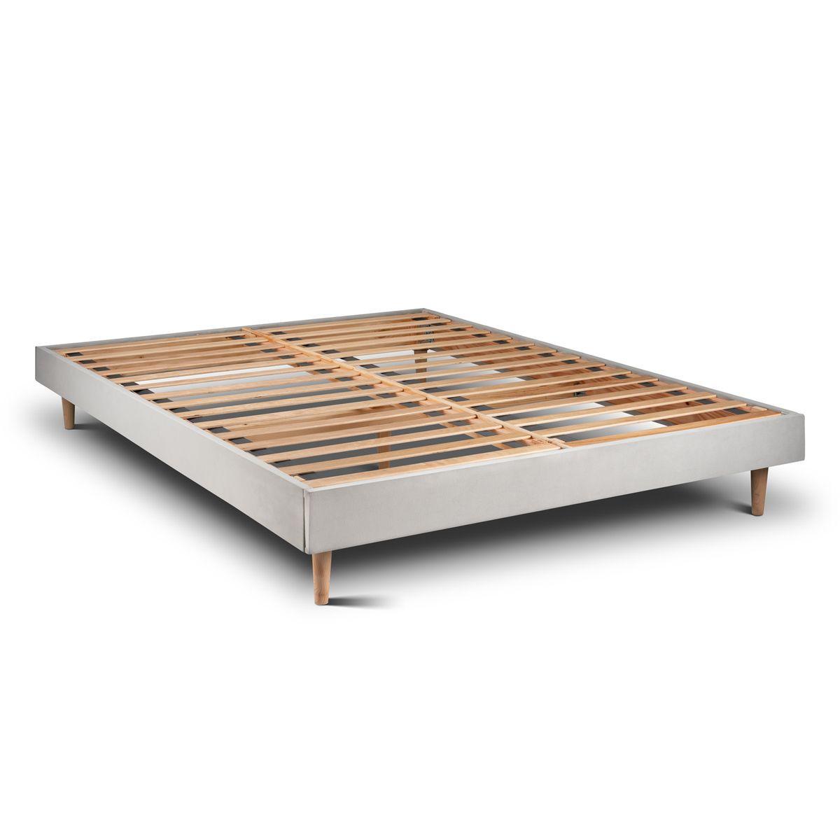 LATTENROST – Samtstoff – Bausatz zur Selbstmontage - 180x200 cm - Beige/Hellgrau, Karton/Holz (180/200cm) - Sommeil de Plomb
