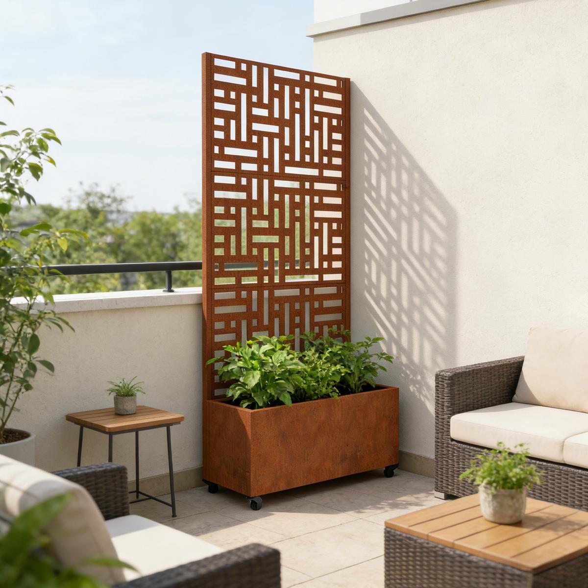 BLUMENKASTEN mit Trennwand Bernalda - Rostfarben, Metall (82/190/38cm) - casa.pro