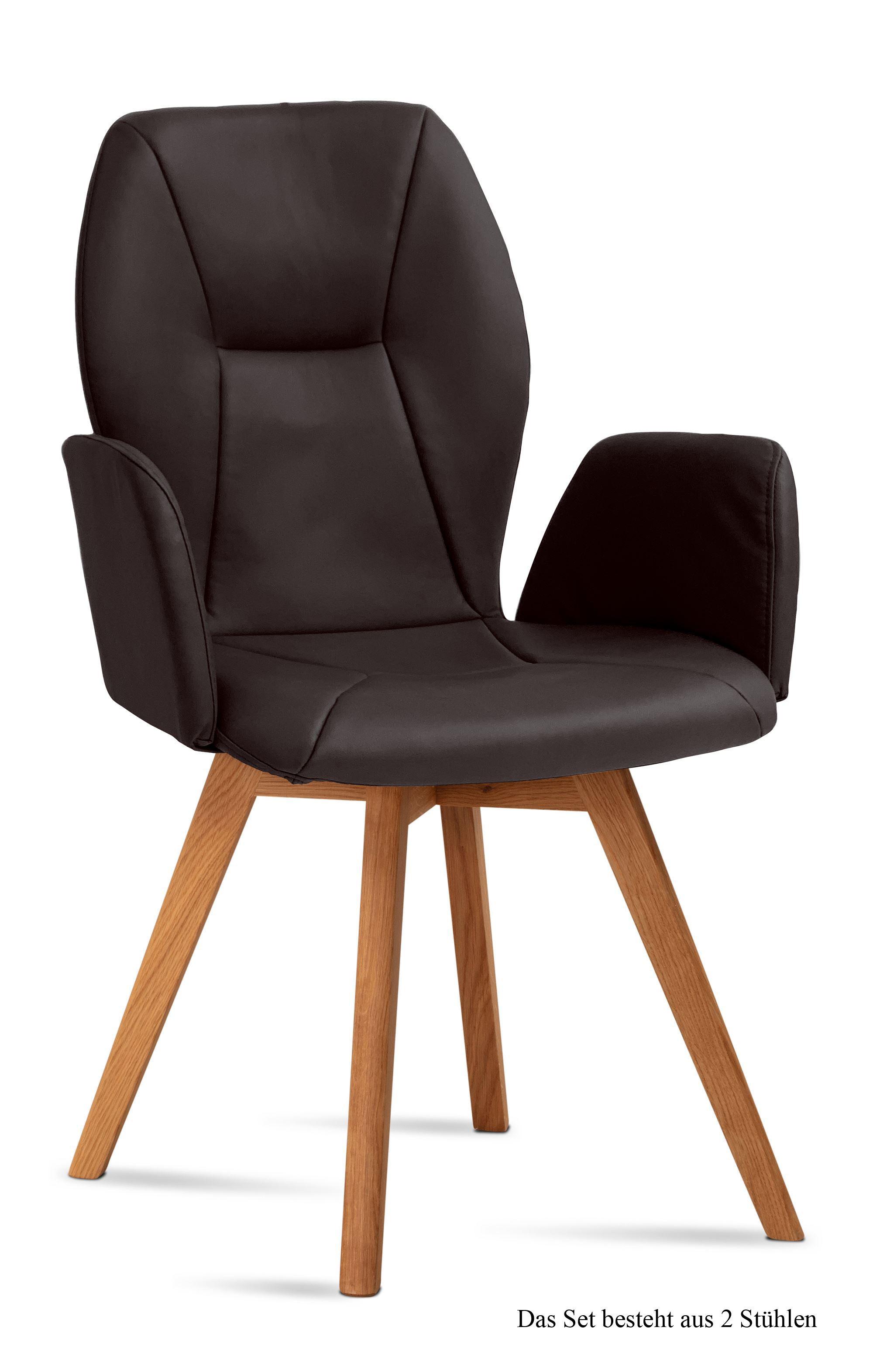 ARMLEHNSTUHL (2er-Set) Donka 58x92x60 Eiche geölt/Espresso - Eichefarben/Dunkelbraun, Kunststoff (60/92/58cm) - 58aufmkessel