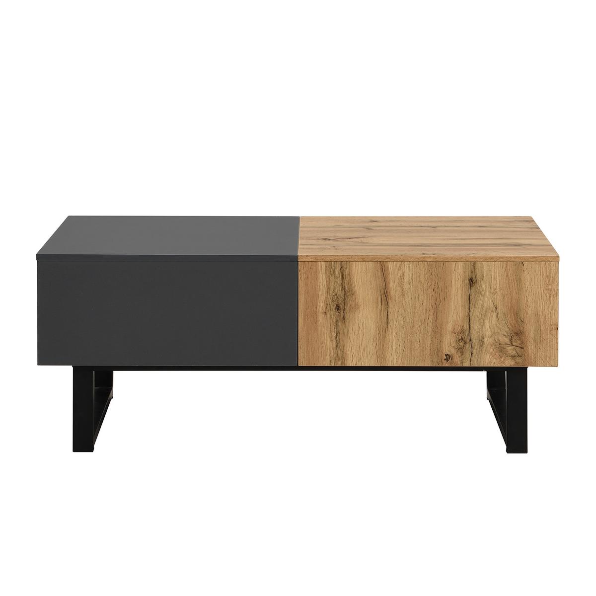 COUCHTISCH ausziehbar in Holz & Anthrazit - Dunkelbraun, Holzwerkstoff (55/100/40cm) - Urban Meuble