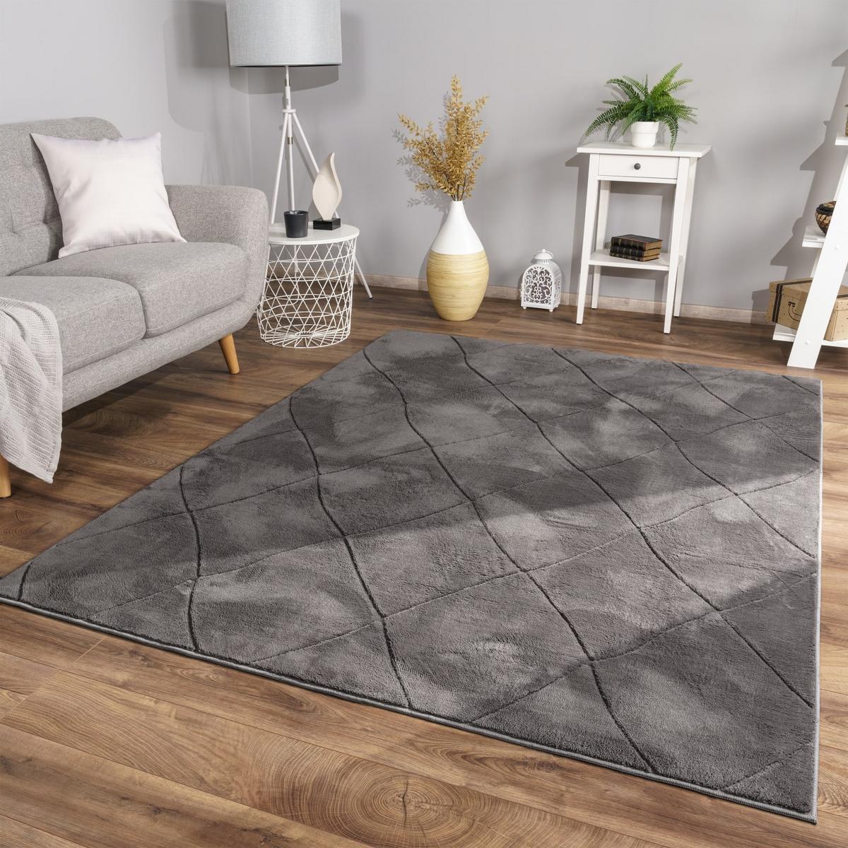 FLACHWEBETEPPICH Skandinavisch Anthrazit 60 x 100 cm - Schieferfarben, Kunststoff (60/100cm) - TT Home