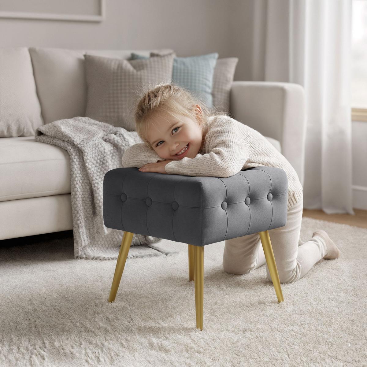 POLSTERBANK mit Samt - Optik Graphit 40/42/40 - Graphitfarben, Textil (40/42/40cm) - RAUMHIRSCH FURNITURE