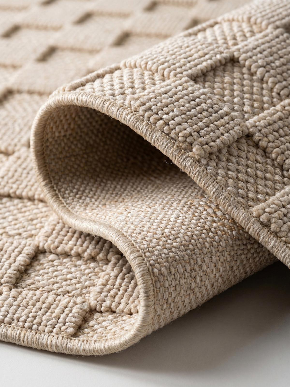 TEPPICH Flachgewebe LANGAU in Beige, mit Schachbrettmuster, Ø 200 cm - Beige, Textil (200/200cm) - KADIMA DESIGN