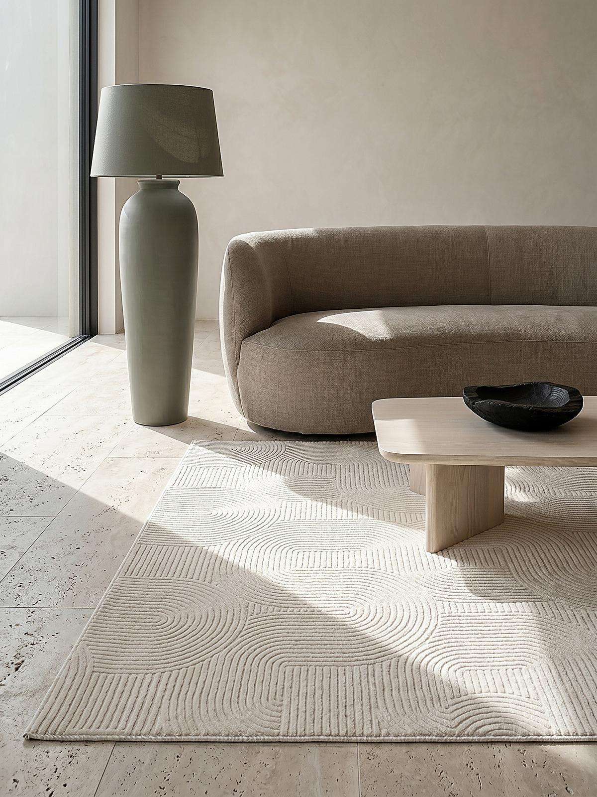 KURZFLORTEPPICH Antirutsch Geometrisch DALAR Polypropylen Creme 140 x 200 cm - Beige, Textil (140/200cm) - KADIMA DESIGN