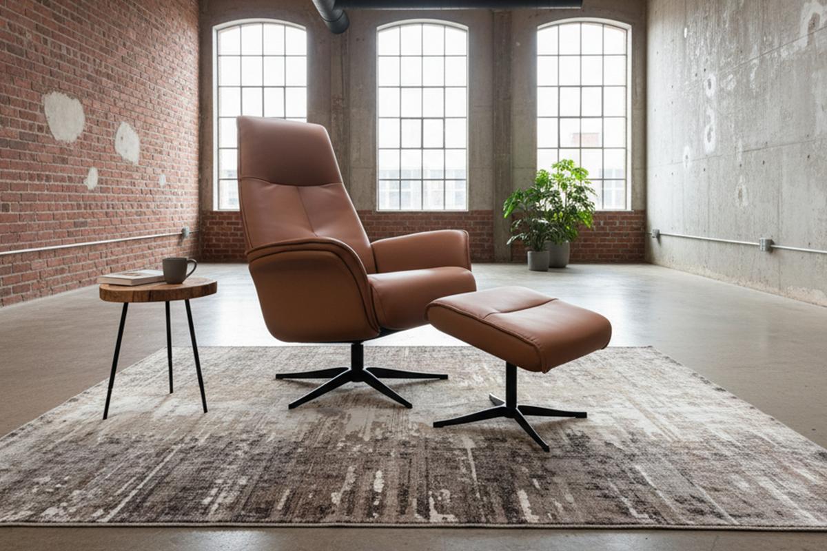 RELAXSESSEL JOSIANE Braun Leder Relaxfunktion - Schwarz/Braun, Leder/Metall (78/107/87cm) - KAWOLA