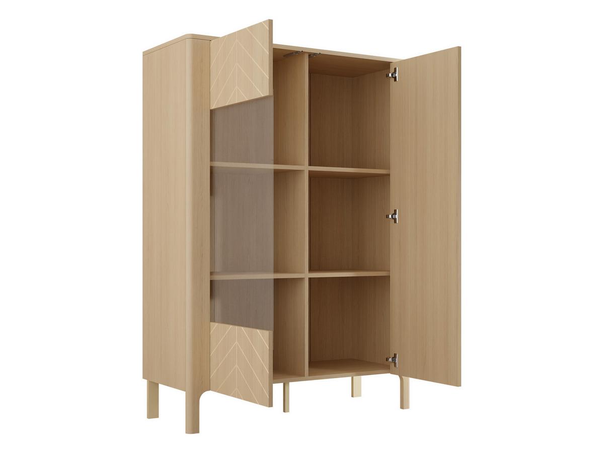 VITRINE Malumi MM03 2D mit weißer LED Beleuchtung - Eichefarben/Naturfarben, Holzwerkstoff/Metall (103/146/41cm) - MIRJAN24