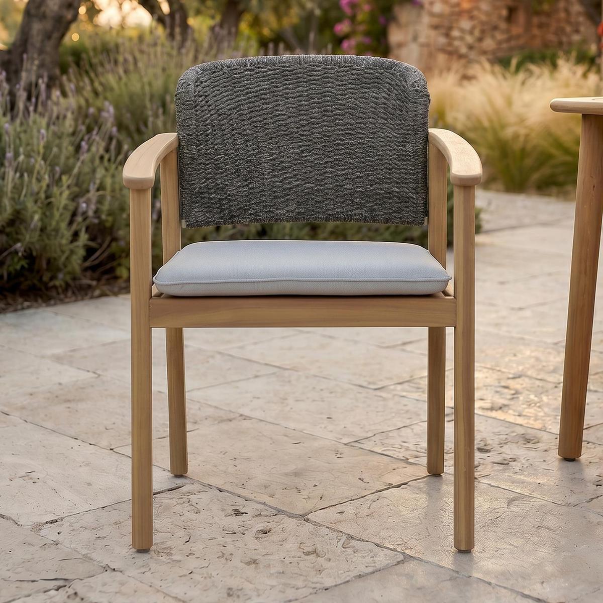 GARTENSTUHL SURIN grau, natur - Grau, Holz/Textil (63/82/61cm) - IDIMEX
