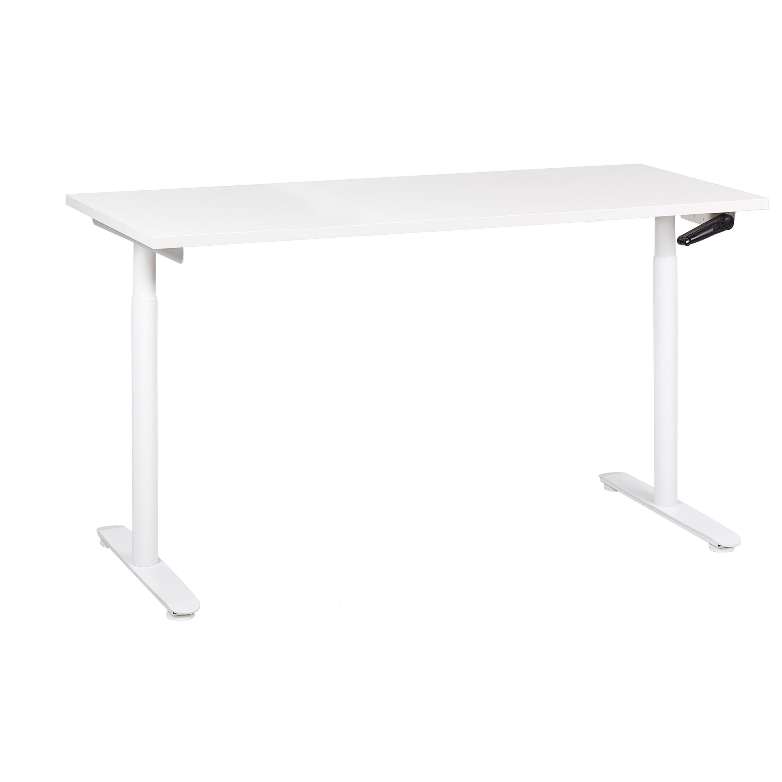 SCHREIBTISCH weiß 160/72 cm manuell höhenverstellbar Destin IV - Weiß, Holz (72/160/74cm) - Beliani