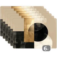 PLATZSETS 6er-Set Abstrakt - Modern - Schwarz - Gold Tisch Untersetzer-Set 45x30 cm - Goldfarben, Kunststoff (0.3/45/30cm) - MuchoWow