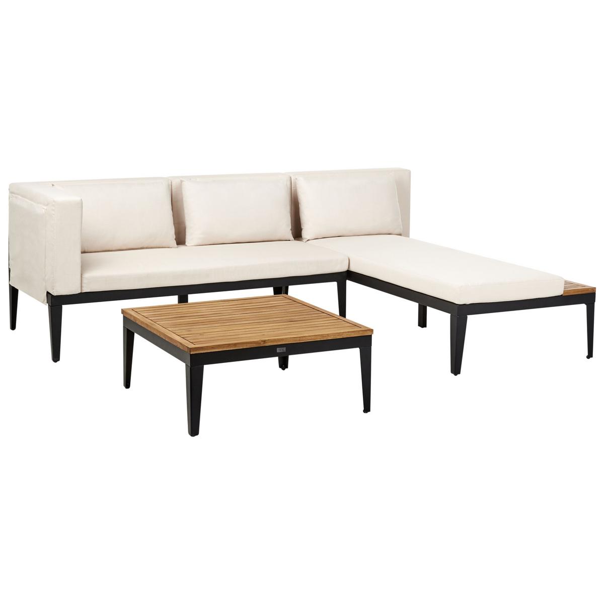 LOUNGE-SET 3-Sitzer Beige Bracciano - Hellbraun/Beige, Holz - Beliani