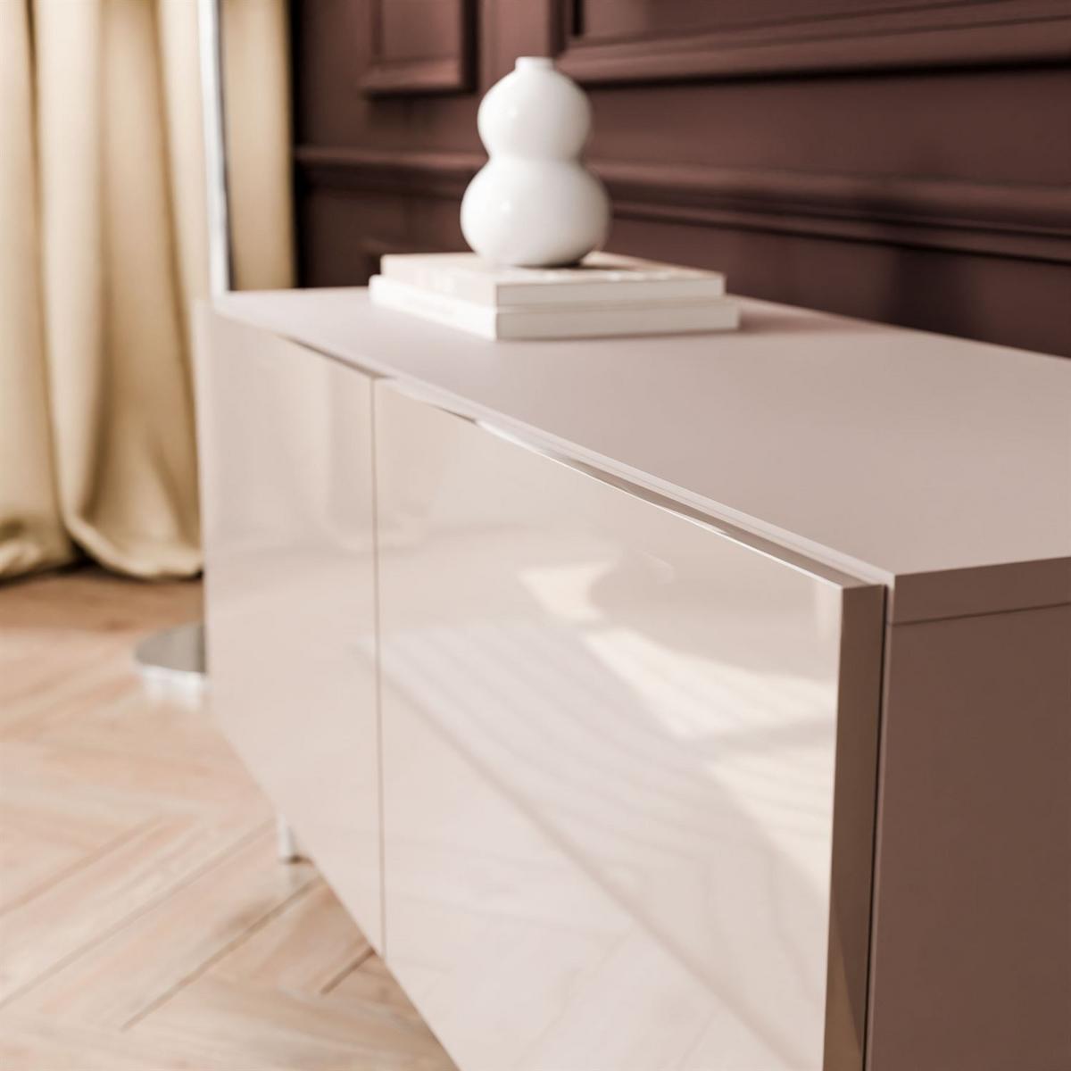 TV-SCHRANK COLGANTE 100 Kaschmir Hochglanz, ohne LED, Gerade silberne Füßen - Chromfarben/Kaschmir, Holzwerkstoff (100/50/40cm) - Lookway