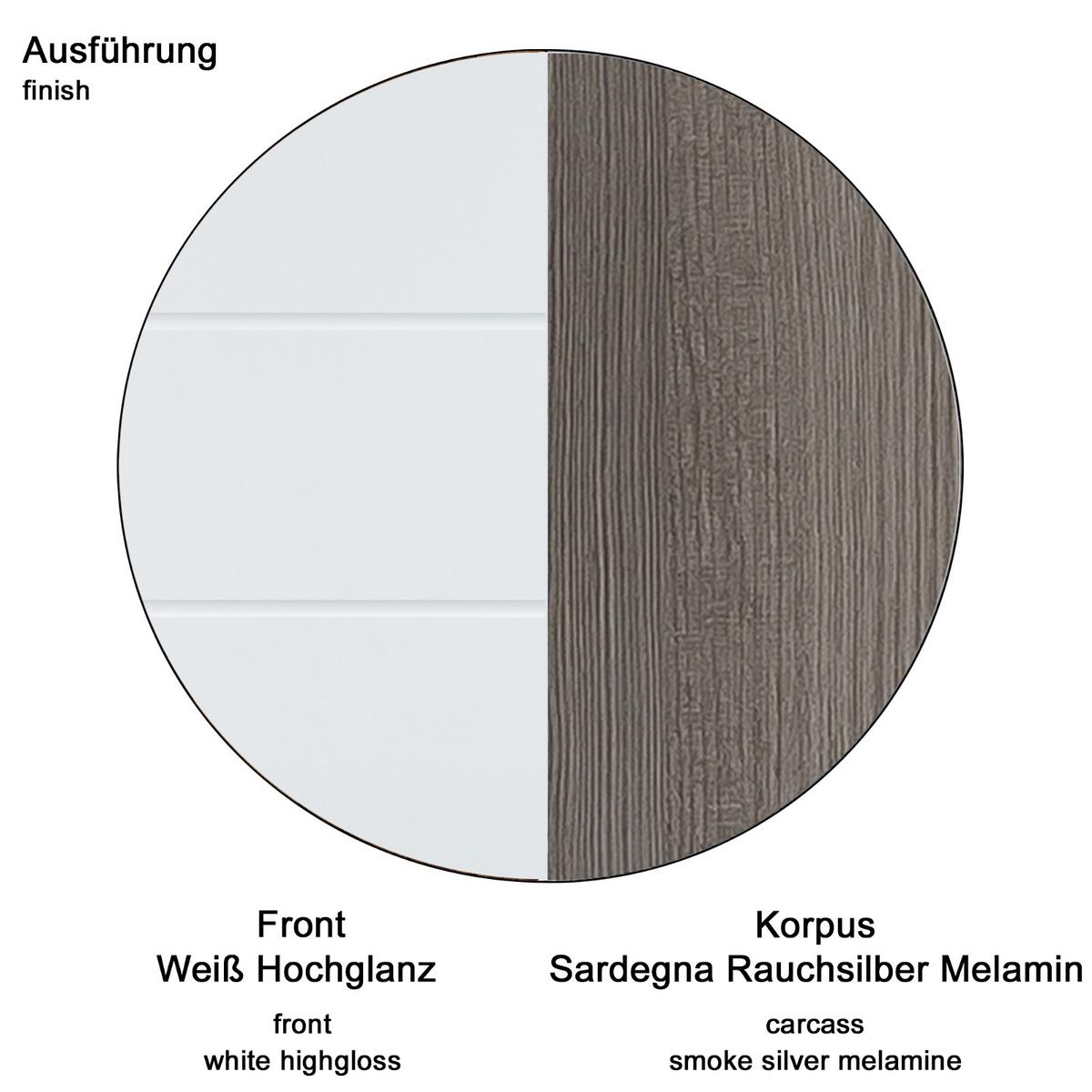 GARDEROBENBANK Hochglanz weiß, Sardegna grau 80 x 41 cm, Schuhbank mit Türen - Weiß Hochglanz/Silberfarben, Holzwerkstoff/Kunststoff (80/35/41cm) - Top.Furn