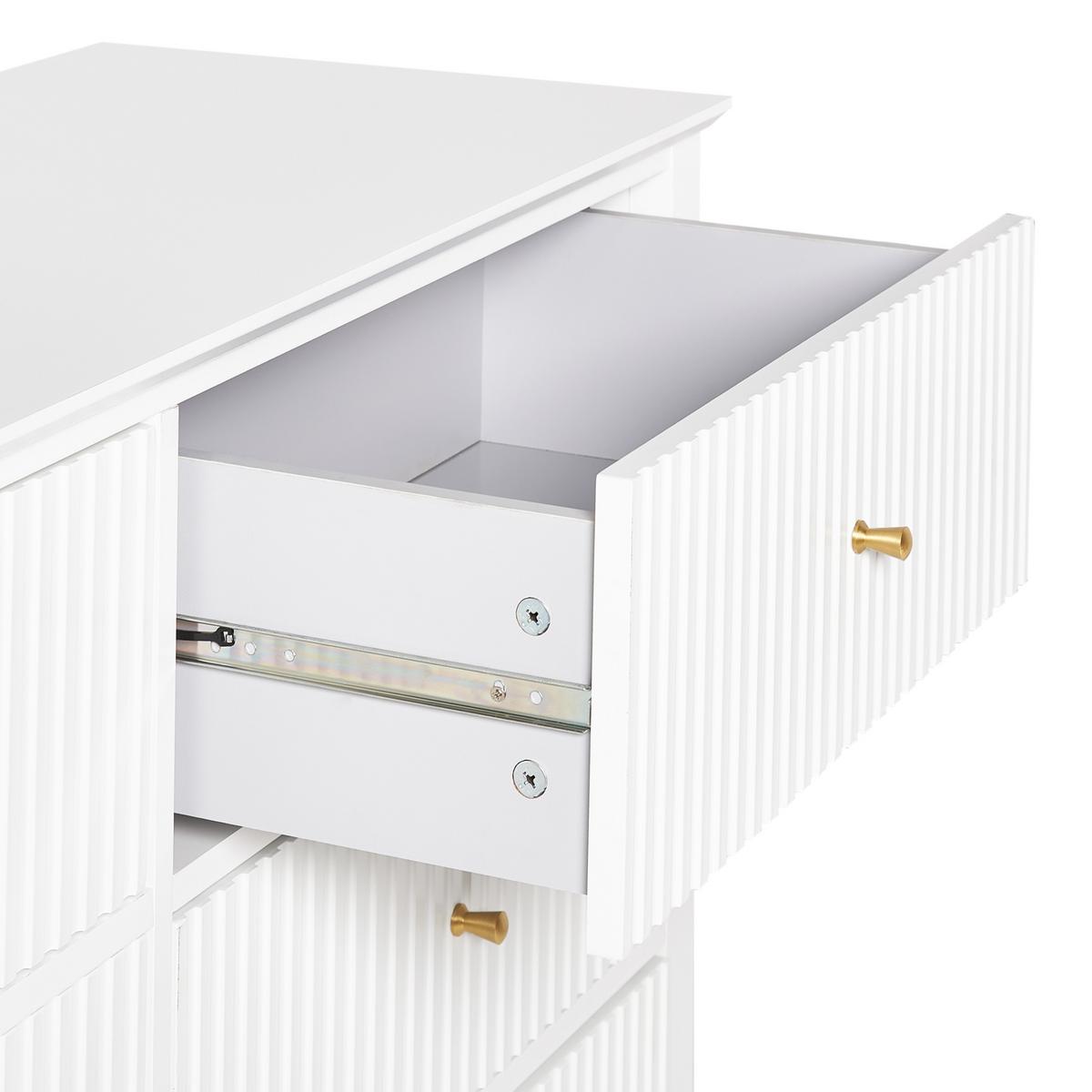 KOMMODE mit 6 Schubladen Weiß Assisi - Weiß, Holzwerkstoff (120/80/40cm) - Beliani