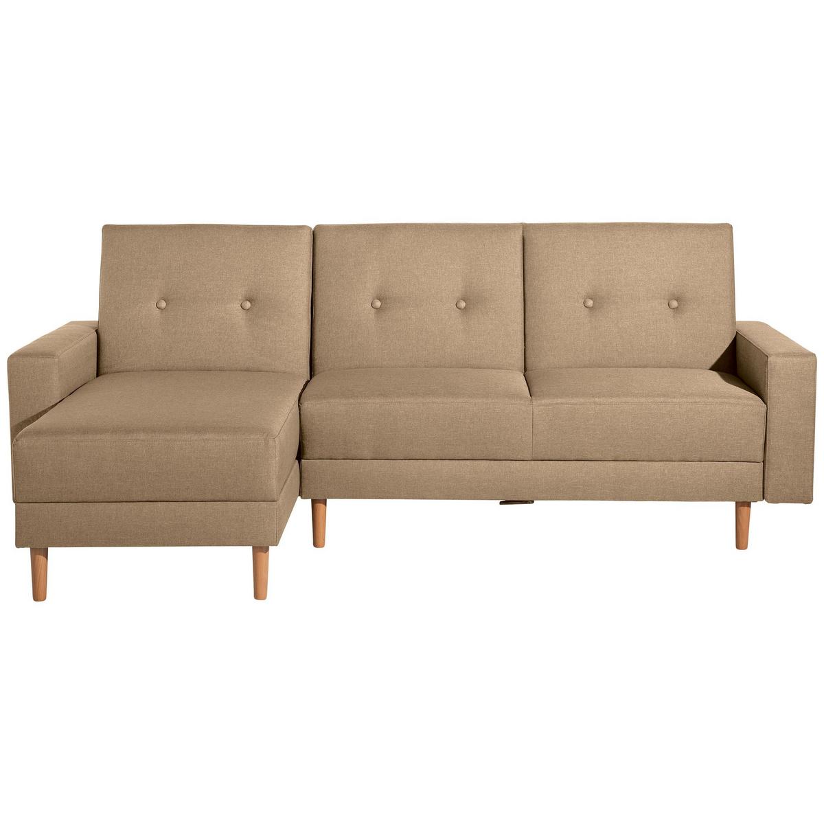 FUNKTIONSSOFA mit Hocker Kattie Flachgewebe sand - Sandfarben, Kunststoff (144/230cm) - 58aufmkessel