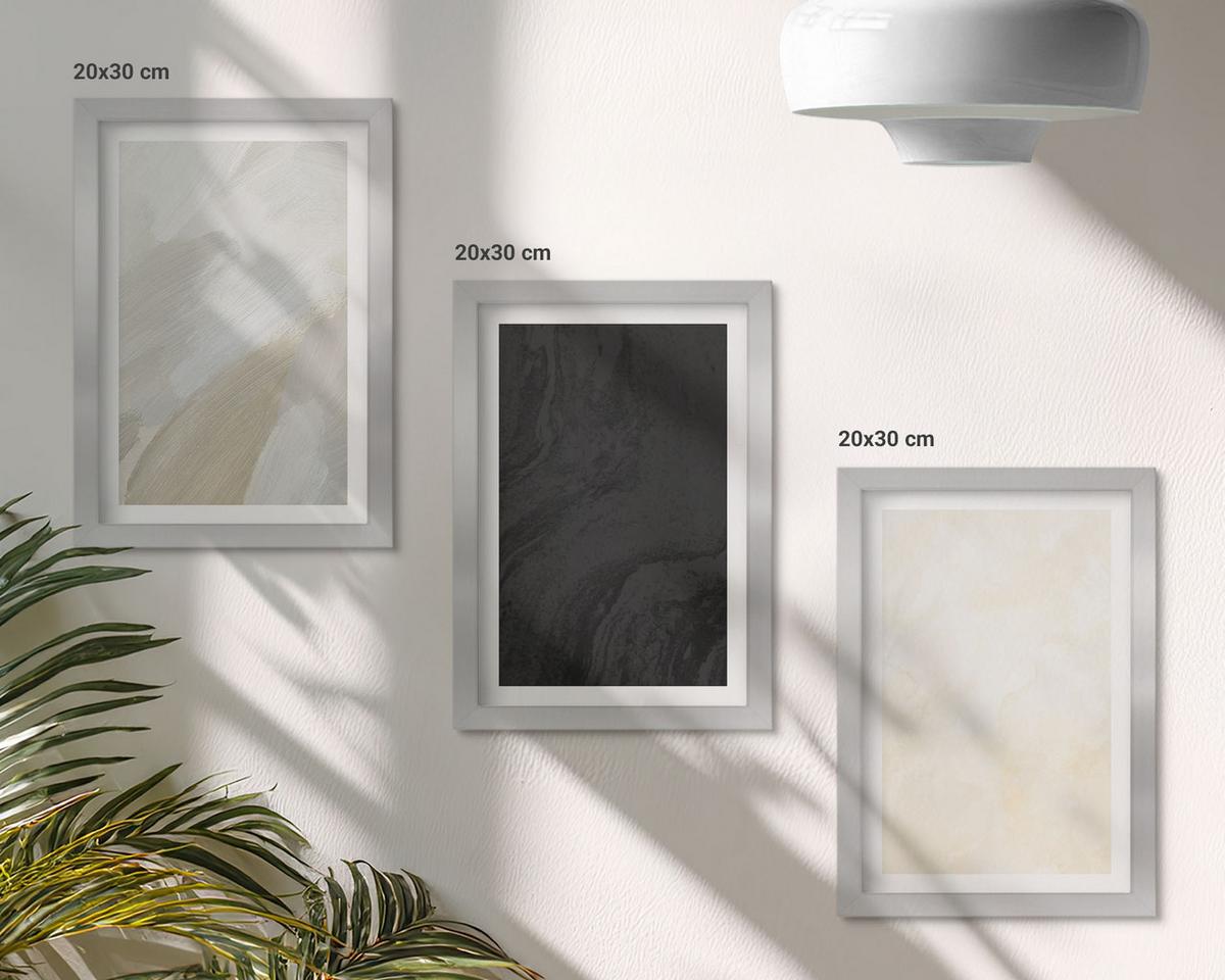 BILDER SET 3er Set - 20x30 cm Silberner Rahmen - Strukturen schattieren Minimalismus - Silberfarben, Kunststoff (20/30cm) - TULUP