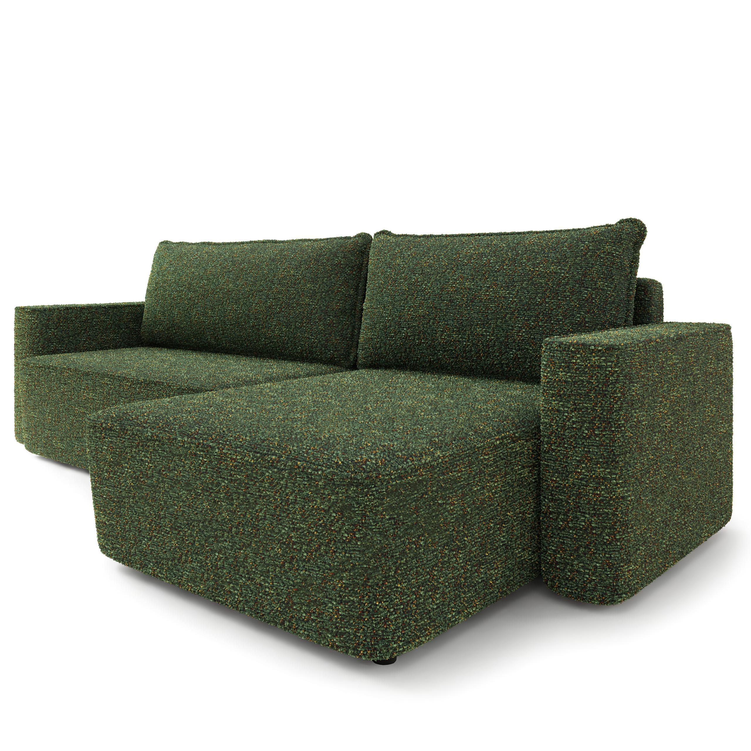 ECKSOFA BELARO BL Grün Chenille mit Schlaffunktion - Grün, Holz/Textil (280/162cm) - MASSENO