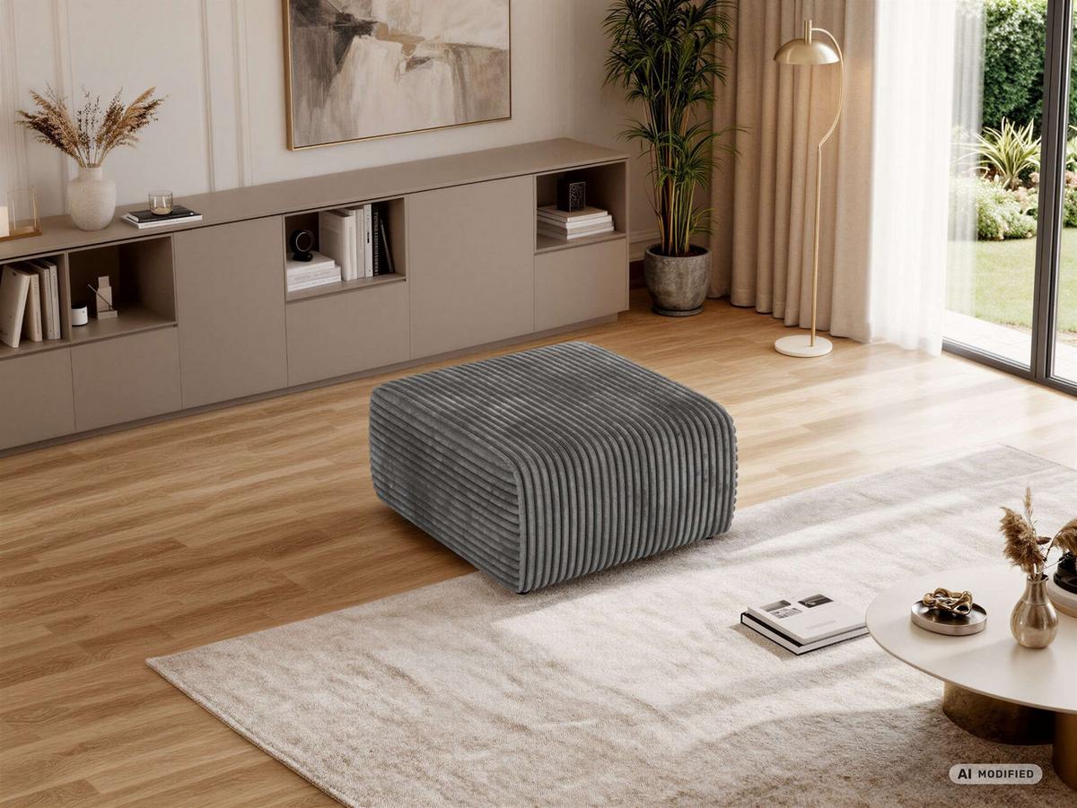 POUF NESSARO - Grau Cord - Schwarz/Grau, Kunststoff/Textil (87/44/96cm) - MKS