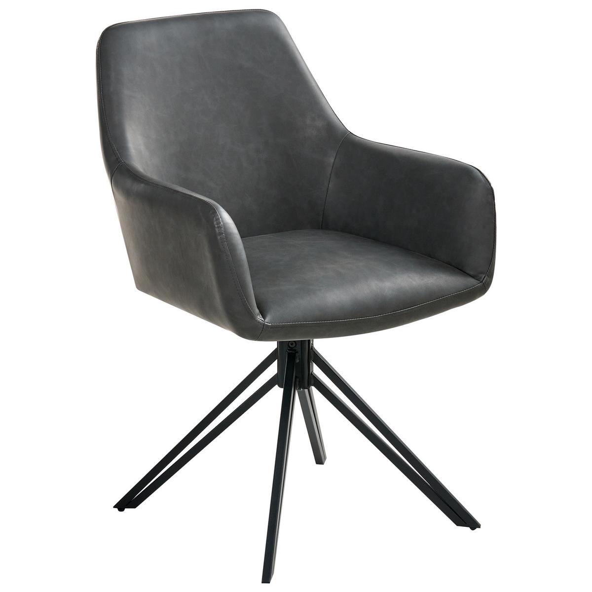 ESSZIMMERSTUHL 2er Set drehbar Kunstleder Schwarz Sansarc - Schwarz, Kunststoff/Metall (57/85/59cm) - Beliani
