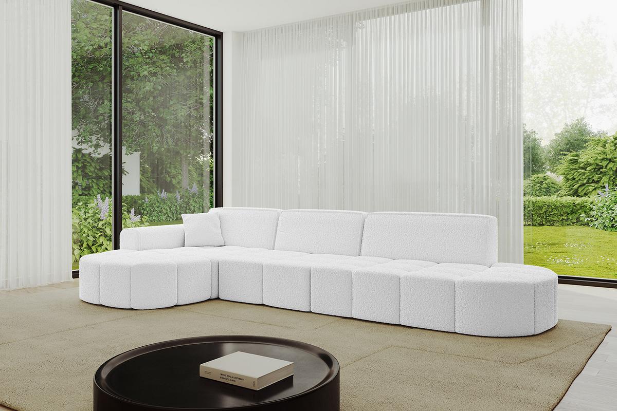 ECKSOFA Ottomane Links LIVO-L2 - 337x173x79,5 cm Weiß - Weiß, Holzwerkstoff/Textil (337/173cm) - ALTDECOR