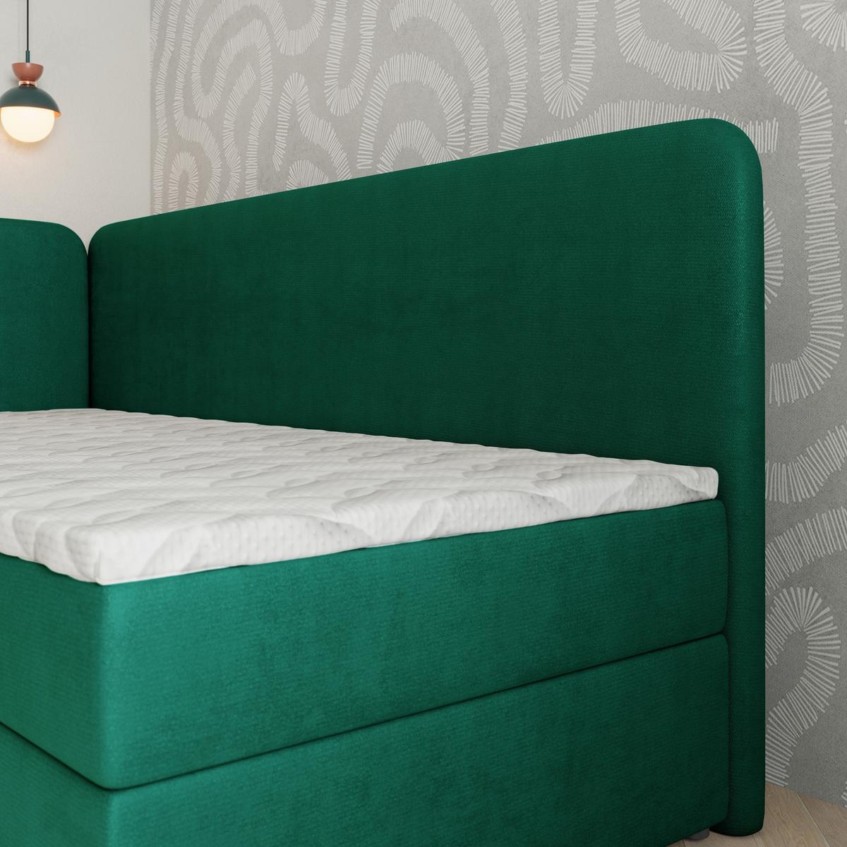 BOXBETT GINA 90x200 cm mit Matratze und Topper, H2+H3 - Grün - Grün, Holz (90/200cm) - MASSENO