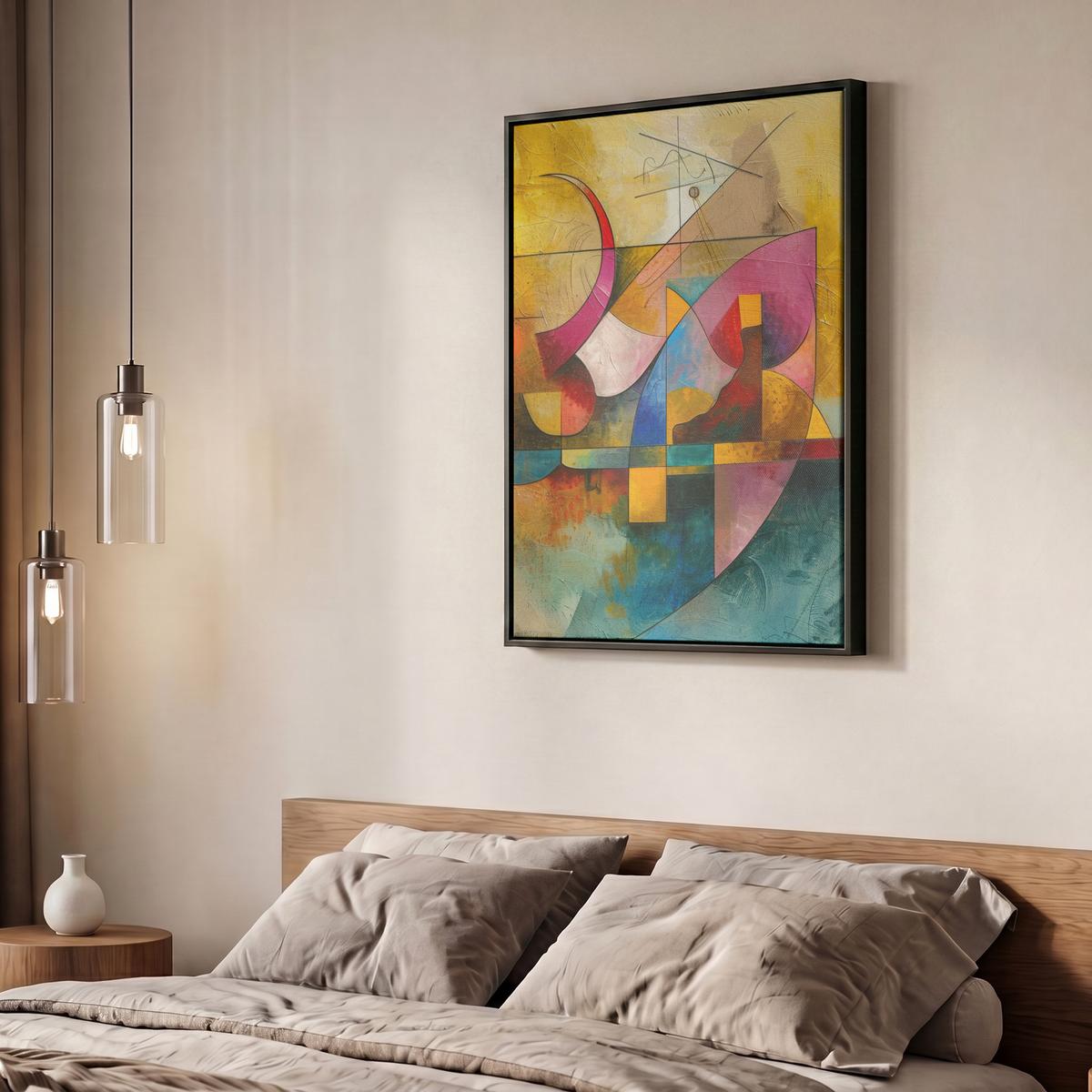 LEINWAND Bilder mit Rahmen - Kunst - Abstrakt - Modern - 60x80 - Gelb, Textil (60/80cm) - MuchoWow