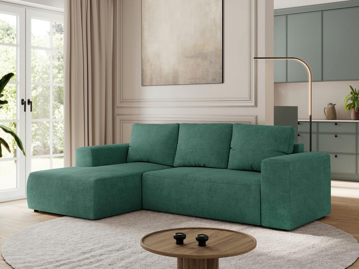 ECKSOFA TRENTINO L Grün Stukture - Links - Schwarz/Grün, Kunststoff/Textil (266/164cm) - MKS