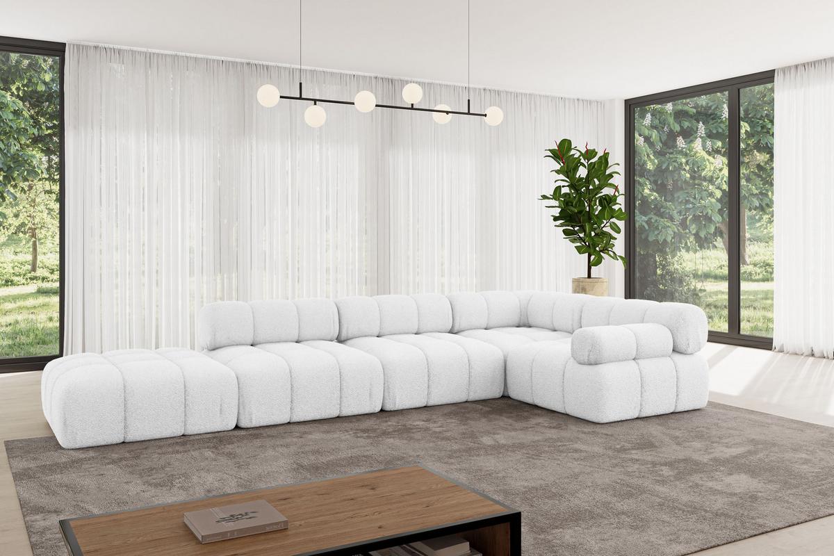 ECKSOFA modulares Sofa Felto-L2 - 380x190x70 cm Weiß Bouclé - Weiß, Holzwerkstoff/Textil (380/190cm) - ALTDECOR