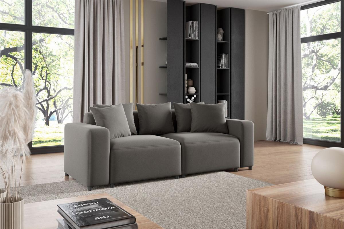 SOFA Megan 2-sitzer In Salvador - Grau, Holzwerkstoff/Textil (236/75/98cm) - Fun Möbel