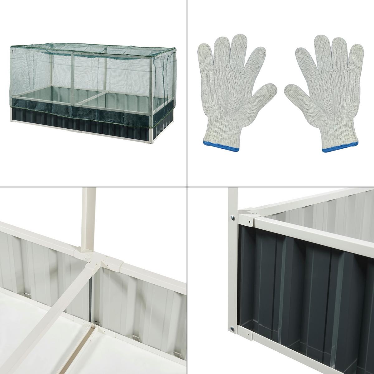 HOCHBEET Alblasserdam mit Netz - Anthrazit, Metall (174/88/90cm) - [en.casa]
