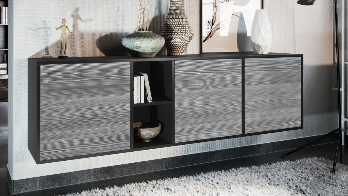 SIDEBOARD Cuba Türen in Avola-Anthrazit - Anthrazit, Holzwerkstoff (182/53/35cm) - Vladon