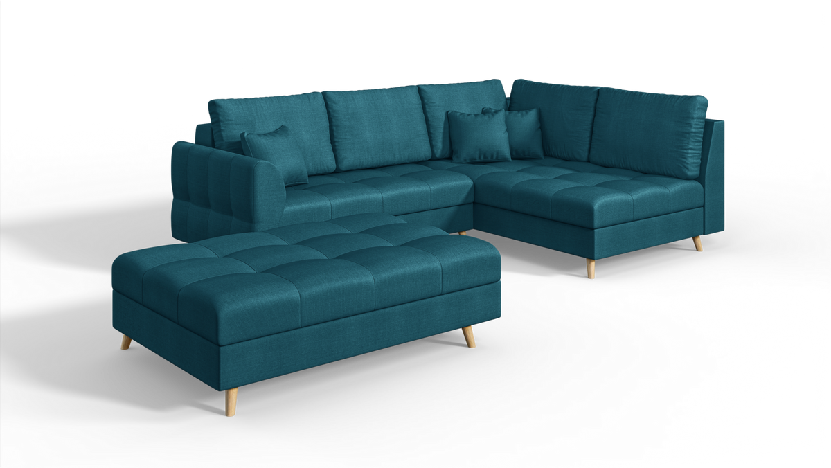 HOCKER Lorine Mikrofaser Blau - Blau, Textil (118/40/73cm) - S-Style Möbel
