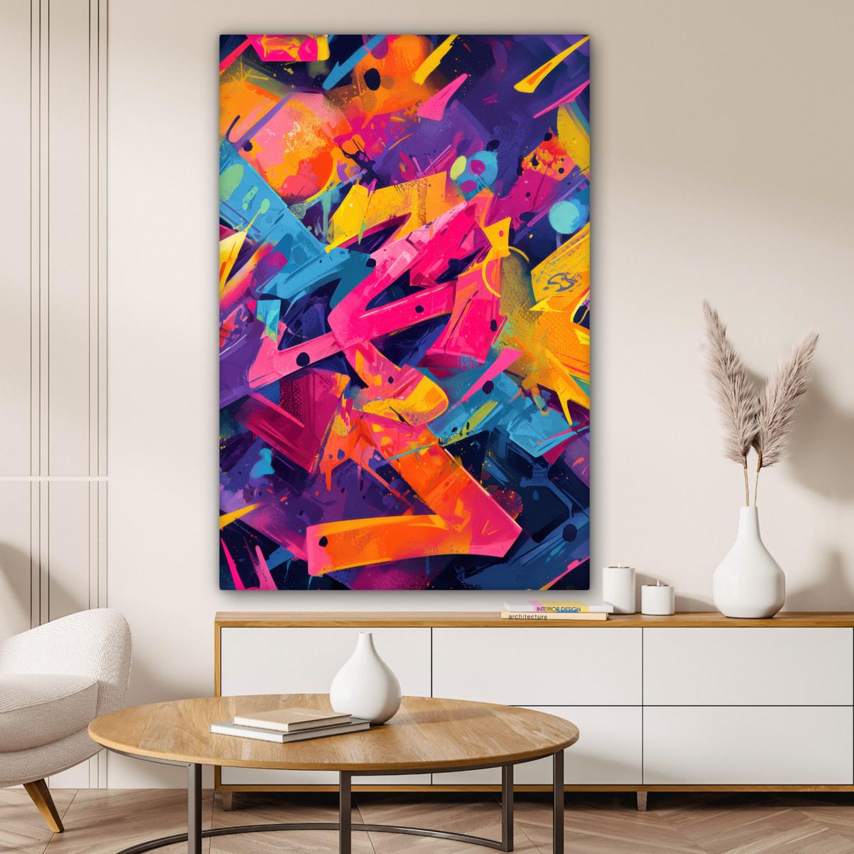 LEINWANDBILD Abstrakt - Formen - Farbenfroh Deko Groß 90x140 cm - Magenta, Textil (90/140cm) - MuchoWow