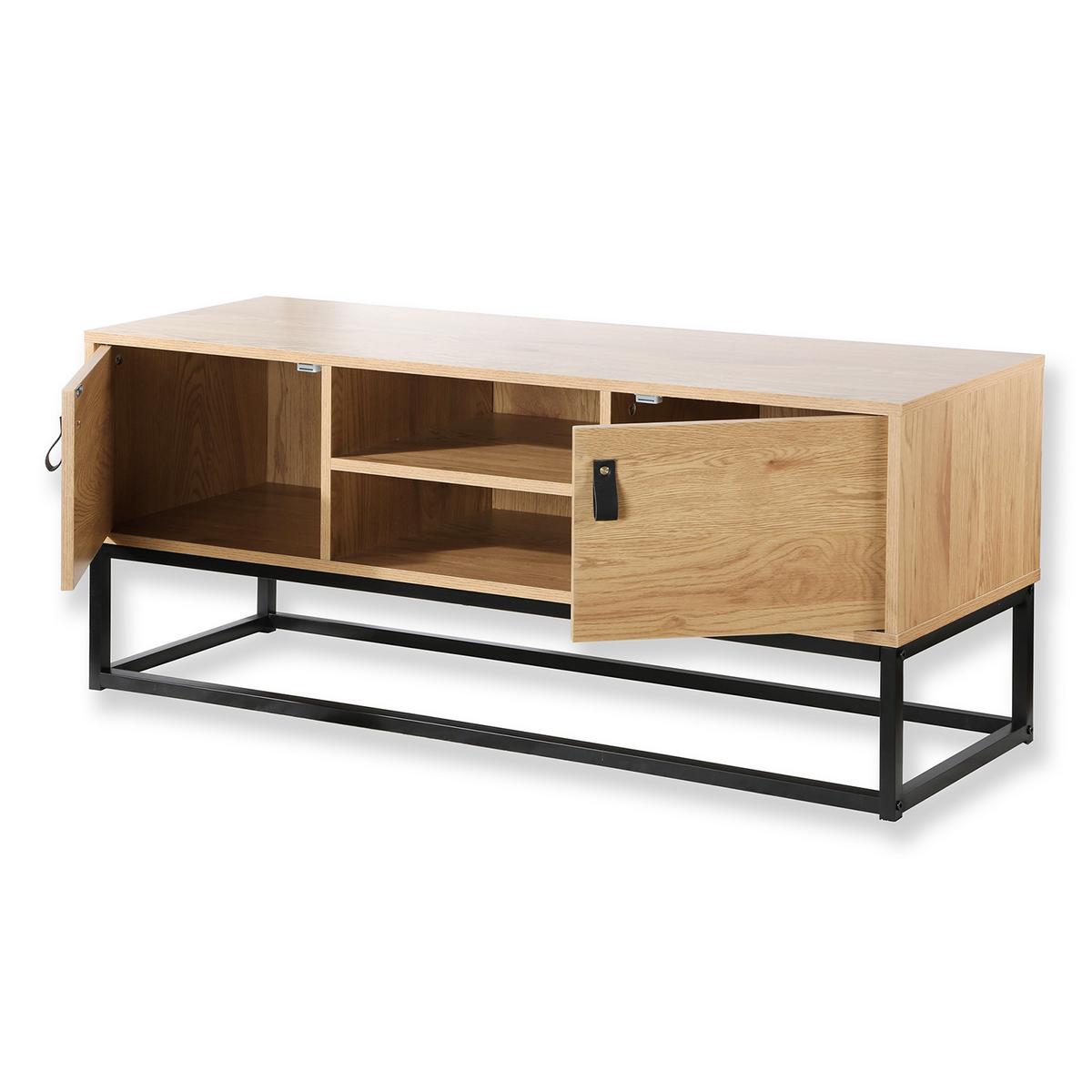 TV-MÖBEL Eiche Dekor 2 Türen und zentrale Ablage - L120 cm - Nussbaumfarben, Holzwerkstoff (122/48/122cm) - Calicosy